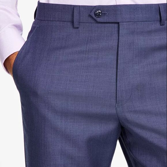 Michael Kors Men's Blue Solid Wool Stretch Classic-Fit Suit Pants Size 44W 30L - Picture 4 of 8